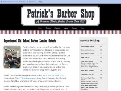 Patricks Barber Shop Web Design